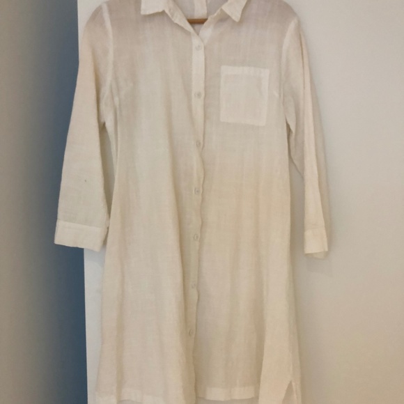 Maternity America - High/Low Shirt Dress - White - Picture 2 of 4